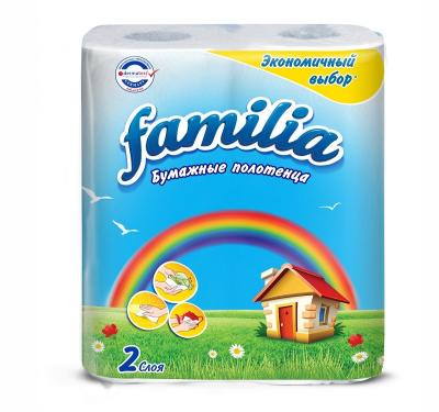 Полотенце бумажное в рулоне 2сл.белое Familia Радуга (2рул/упак) 