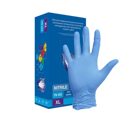 Перчатки нитрил. нестер. текстур. M 3,0 гр /Safe Care/100/1000/ арт. TN 303